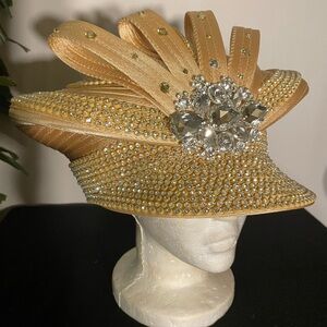 Elegant Gold Embellished Women's Hat